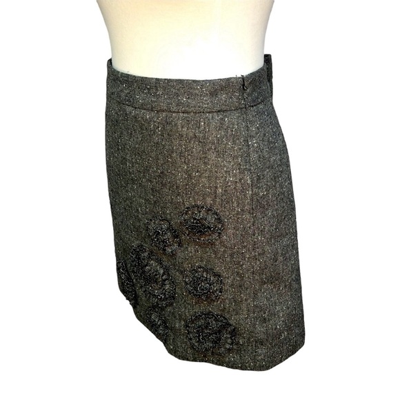 Loft Floral Appliqué Wool Blend Skirt - Picture 2 of 6